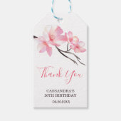 モダン赤面ピンクさくらんぼブロッサムフローラ誕生日 ギフトタグ (正面)