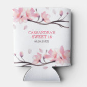 モダン赤面ピンクさくらんぼブロッサム桜誕生日 缶クーラー (裏面)