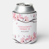 モダン赤面ピンクさくらんぼブロッサム桜誕生日 缶クーラー (缶裏面)