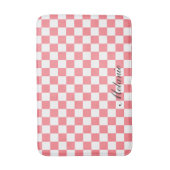モダン赤面ピンクと白市松模様に バスマット (正面縦)