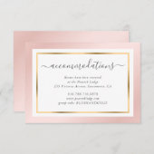 モダン赤面ピンクと金ゴールド結婚ズアコモデーション エンクロージャーカード (正面/裏面)