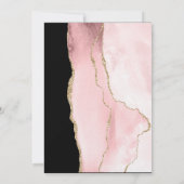 モダン赤面ピンクのアゲイト黒の背景 招待状 (裏面)