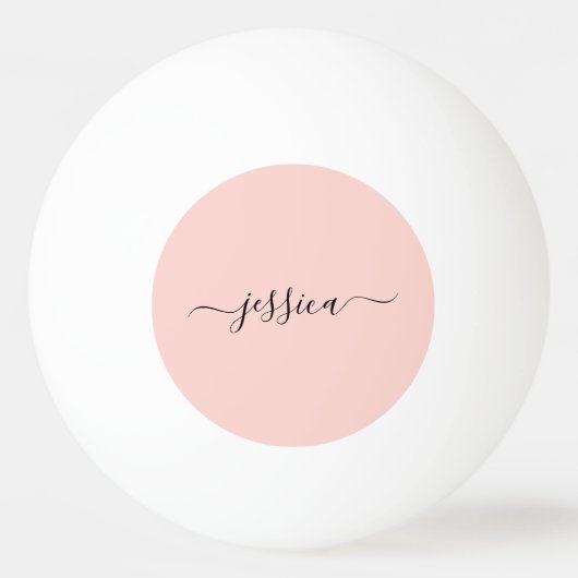 モダン赤面ピンクのスクリプト名  卓球ボール (正面)