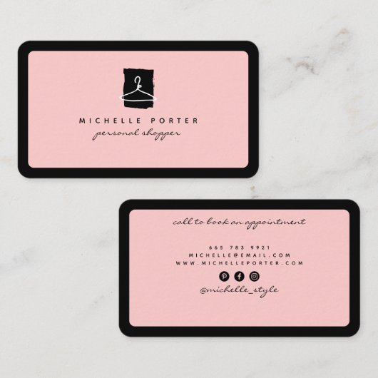 モダン赤面ピンクのファッションスタイリストの個人購買者 名刺 (正面/裏面)