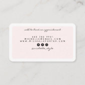 モダン赤面ピンクのファッションスタイリストの個人購買者 名刺 (裏面)