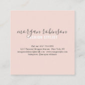 モダン赤面ピンクのファッションスタイリストの署名写真 スクエア名刺 (裏面)