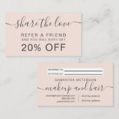 モダン赤面ピンクのヘアメイクプロフェッショナル 紹介カード (正面/裏面)