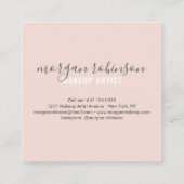 モダン赤面ピンクのメイクアップアーティストのサイン写真 スクエア名刺 (裏面)