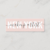 モダン赤面ピンクのメイクアップアーティストのスクリプトシグネチャー スキニー名刺 (正面)