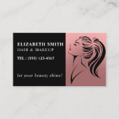 モダン赤面ピンクのメイクアップヘアプロフェッショナル 名刺 (正面)