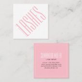 モダン赤面ピンクのラッシュシンタイポグラフィ スクエア名刺 (正面/裏面)