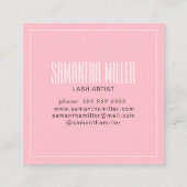 モダン赤面ピンクのラッシュシンタイポグラフィ スクエア名刺 (裏面)