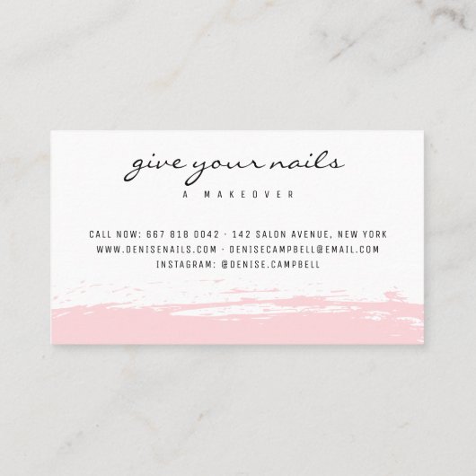 モダン赤面ピンクの筆跡ホワイトミニマル主義者 名刺 (裏面)