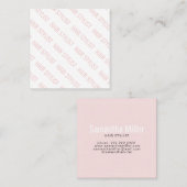 モダン赤面ピンクの繰り返し文字 スクエア名刺 (正面/裏面)