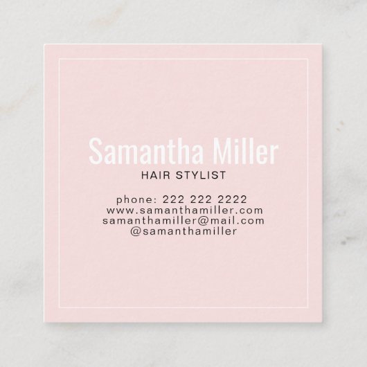 モダン赤面ピンクの繰り返し文字 スクエア名刺 (裏面)