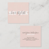 モダン赤面ピンクの美容師スクリプトの署名 スクエア名刺 (正面/裏面)