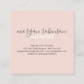 モダン赤面ピンクの美容師スクリプトの署名 スクエア名刺 (裏面)