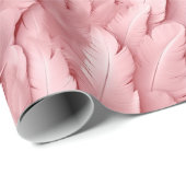 モダン赤面ピンクの羽の模様 ラッピングペーパー (ロールコーナー)