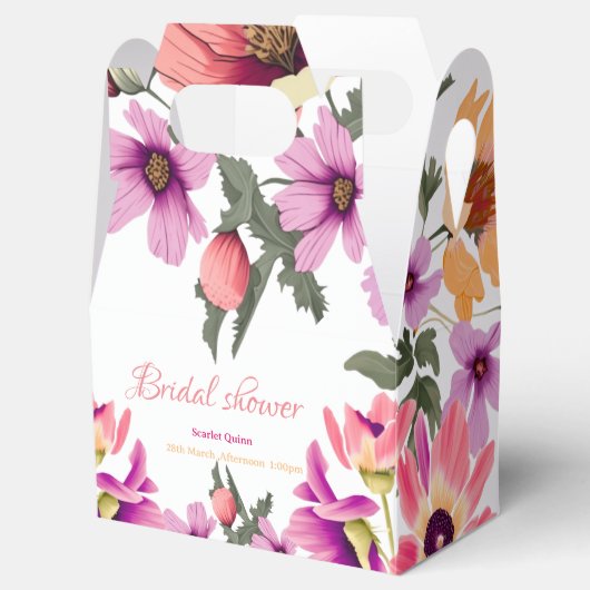モダン赤面ピンクの野の花#4ブライダルシャワー フェイバーボックス (オープン)
