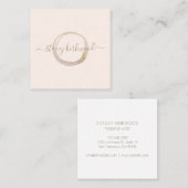 モダン赤面ピンクの金ゴールドフェイクグリッターサークルロゴ スクエア名刺 (正面/裏面)