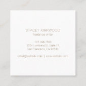 モダン赤面ピンクの金ゴールドフェイクグリッターサークルロゴ スクエア名刺 (裏面)