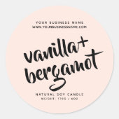 モダン赤面ピンクろうそく製品ラベル ラウンドシール (正面)