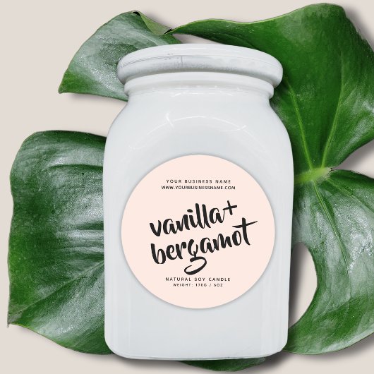 モダン赤面ピンクろうそく製品ラベル ラウンドシール