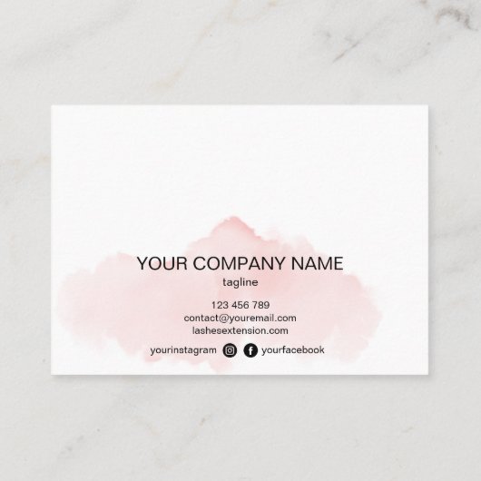 モダン赤面ピンクアフターケアカードまつげ延長 名刺 (裏面)