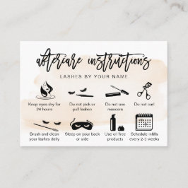 モダン赤面ピンクアフターケアカードまつげ延長 名刺