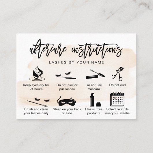 モダン赤面ピンクアフターケアカードまつげ延長 名刺 (正面)