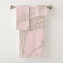 モダン赤面ピンクイエロー抽象芸術大理石 バスタオルセット