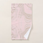 モダン赤面ピンクイエロー抽象芸術大理石 バスタオルセット (ハンドタオル)