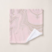 モダン赤面ピンクイエロー抽象芸術大理石 バスタオルセット (ウォッシュタオル)