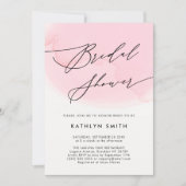 モダン赤面ピンクウォーターカラーブライダルシャワー 招待状 (正面)
