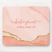 モダン赤面ピンクウォーターカラー&フェイク金ゴールド事業 マウスパッド (正面)