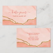 モダン赤面ピンクウォーター色とフェイク金ゴールド 名刺 (正面/裏面)