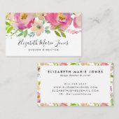 モダン赤面ピンクウォーター色プロフェッショナルフローラ 名刺 (正面/裏面)