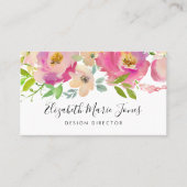 モダン赤面ピンクウォーター色プロフェッショナルフローラ 名刺 (正面)