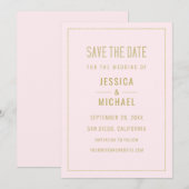 モダン赤面ピンクエレガントシンプルミニマル セーブザデート (正面/裏面)