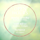 モダン赤面ピンクオープン営業時間循環 ウィンドウサイン (シート3)