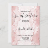 モダン赤面ピンクガーリートレンディースウィート16招待状 招待状 (正面)