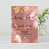 モダン赤面ピンクガーリートレンディースウィート16招待状 招待状 (スタンド正面)