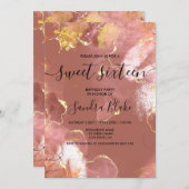 モダン赤面ピンクガーリートレンディースウィート16招待状 招待状 (正面/裏面)