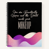 モダン赤面ピンクグラデーショおもしろいン波メイクアップ引用文 ノートブック (正面)