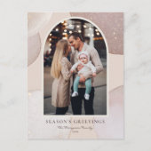 モダン赤面ピンクグリッターシーズンの挨拶の写真 シーズンポストカード (正面)