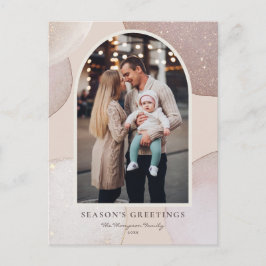 モダン赤面ピンクグリッターシーズンの挨拶の写真 シーズンポストカード