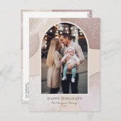 モダン赤面ピンクグリッタースパークルフォト シーズンポストカード (正面/裏面)