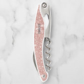 モダン赤面ピンクグリッターモノグラム名ウェイターc ソムリエナイフ (裏面)
