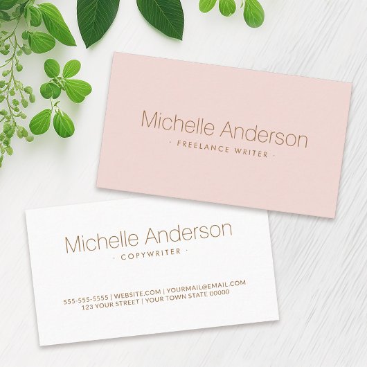 モダン赤面ピンクシックミニマルプロフェッショナル 名刺