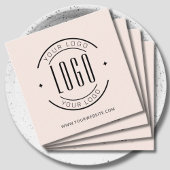 モダン赤面ピンクシンプルのロゴを追加 スクエア名刺